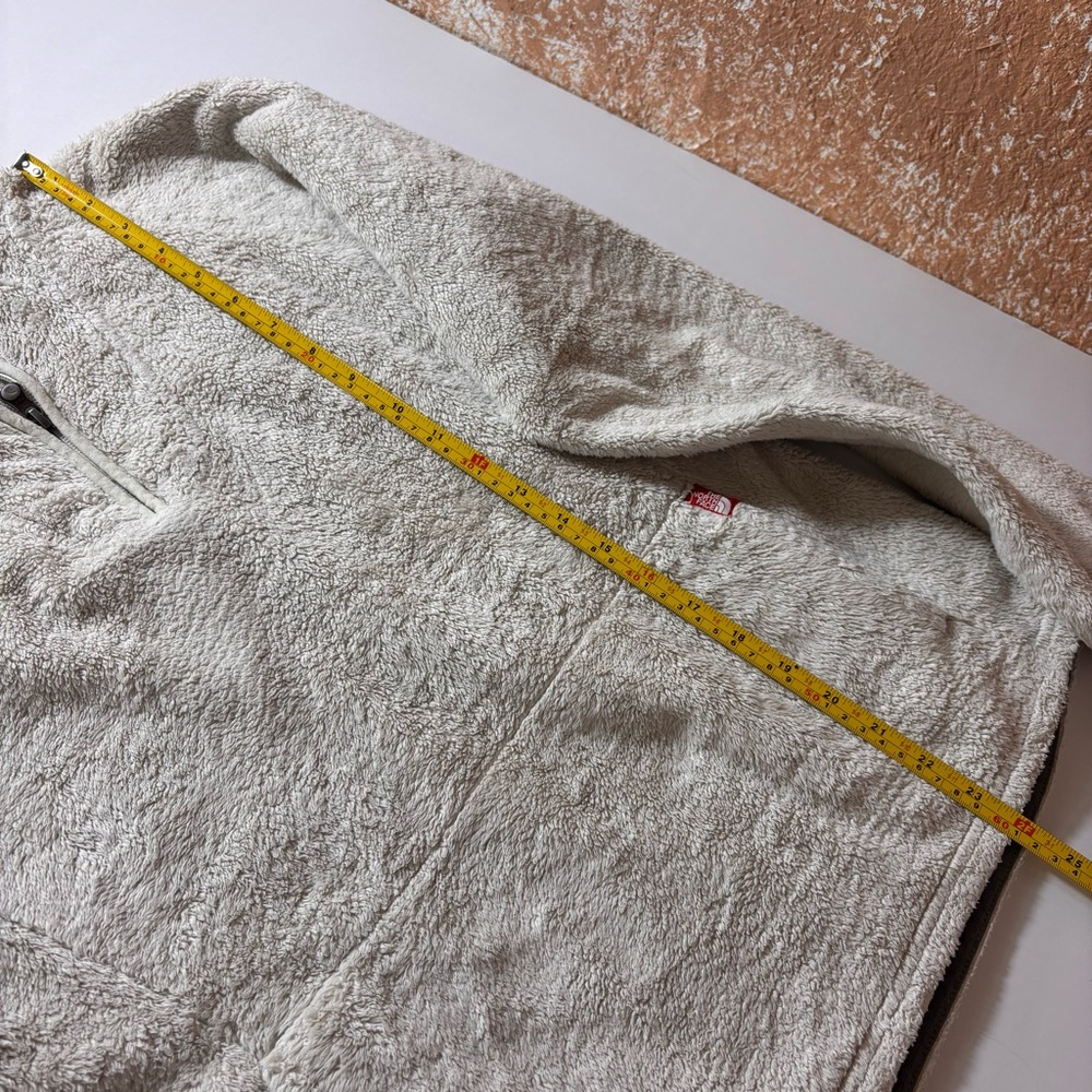 The North Face 1/4 Zip Fleece Pullover Pouch Pocket Pop Collar Top Cream Size M - Picture 13 of 13